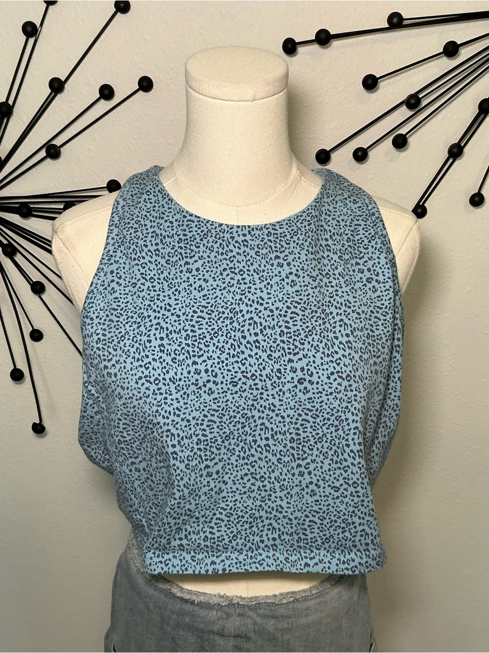 Tek Gear Blue Leopard Print Racerback Athletic Tank Top XL